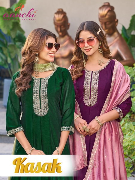 Kasak By Aanchi Vichitra Silk Kurti With Bottom Dupatta Wholesale Online